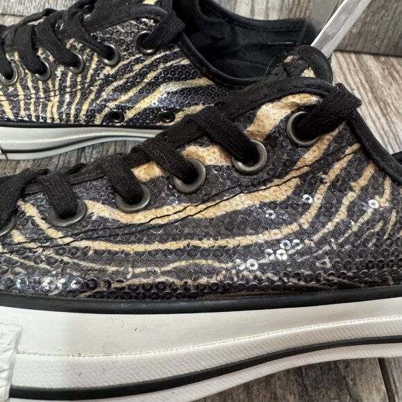 CONVERSE ALL Star Limited Edition Sequin Chucks Zebra Print Womens 7.5 Sneakers - Picture 5 of 11